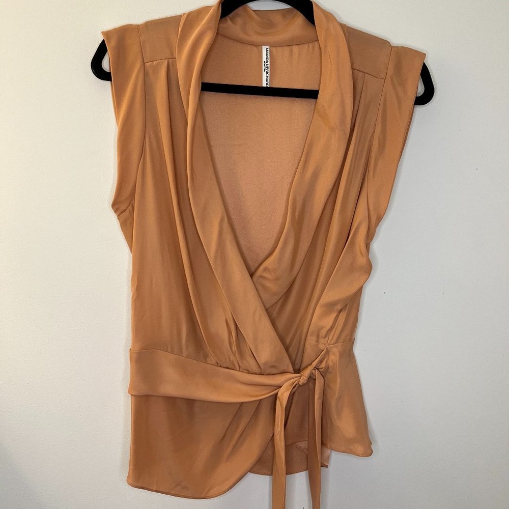 Amanda Uprichard Emmett Top Coral Size Medium 100% Silk